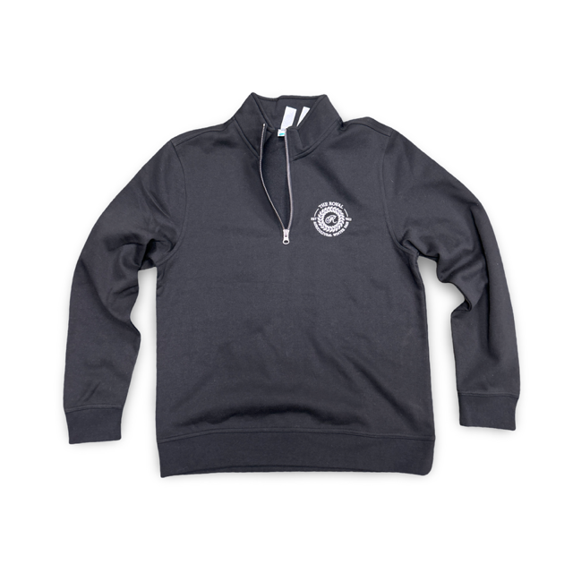 The Royal Unisex Varsity Half Zip Sweatshirt Black