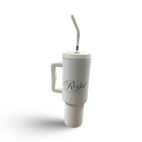 The Royal Travel Mug with Straw White