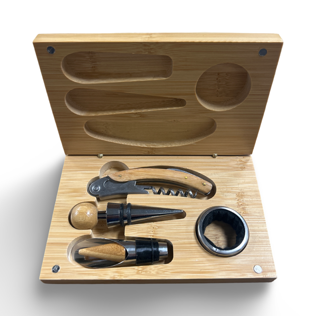 The Royal 4 Piece Bamboo Wine Gift Set