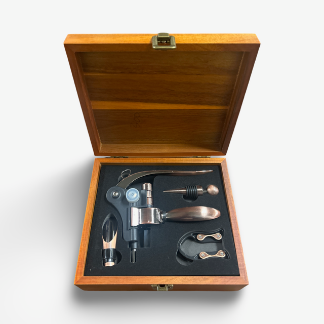 The Royal Graze Wood and Metal Wine Set