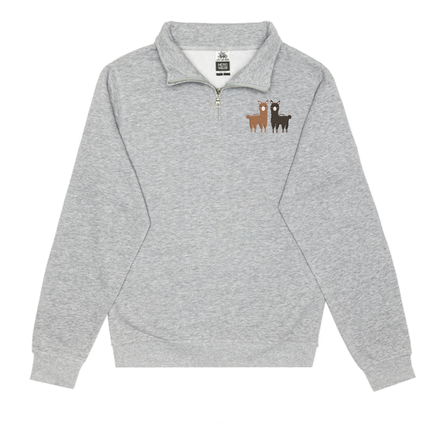 Unisex 1/4 Zip Sweatshirt Sport Grey Alpaca Collection